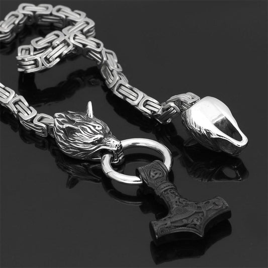 Mannen Ketting Viking Wolf Amulet van Roestvrij Staal - Velinix