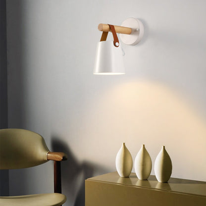 Wandlamp Hout en Leder Scandinavisch Design Moderne Verlichting