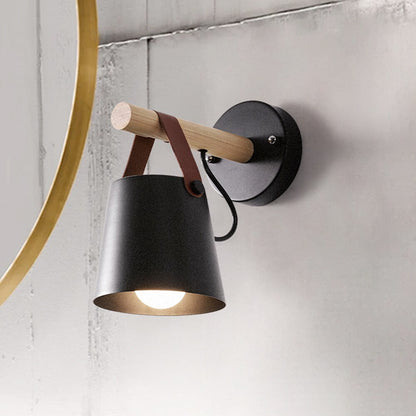 Wandlamp Hout en Leder Scandinavisch Design Moderne Verlichting