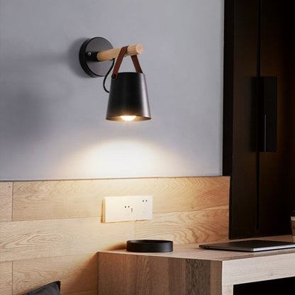 Wandlamp Hout en Leder Scandinavisch Design Moderne Verlichting