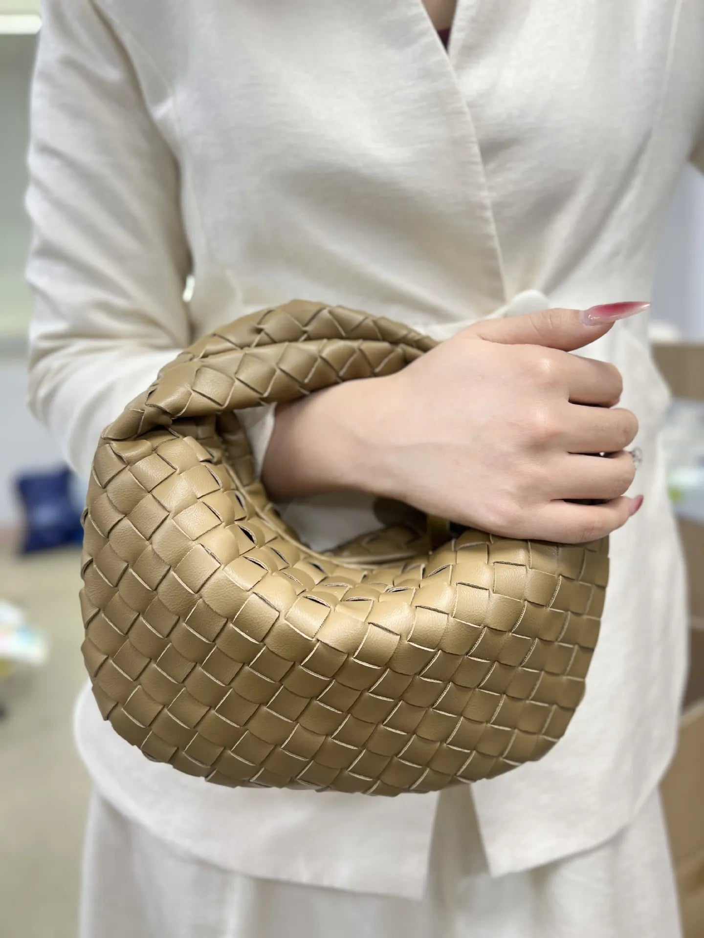 Dames Handtas Vlecht Design PU Leerlook Één Maat