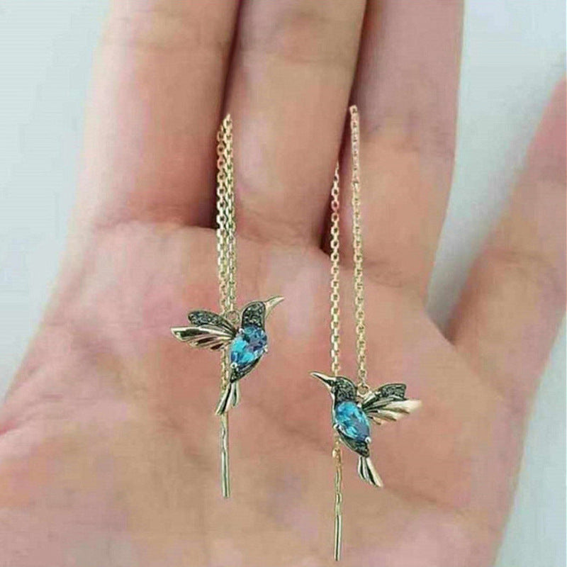Kolibrie Oorbellen Strass Glitter Zilver