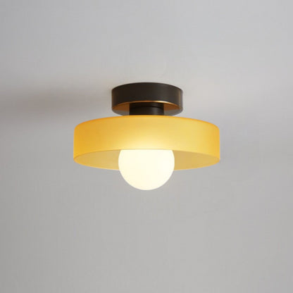 Bauhaus Plafondlamp Frans Design Glas en Messing E27