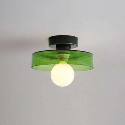 Bauhaus Plafondlamp Frans Design Glas en Messing E27