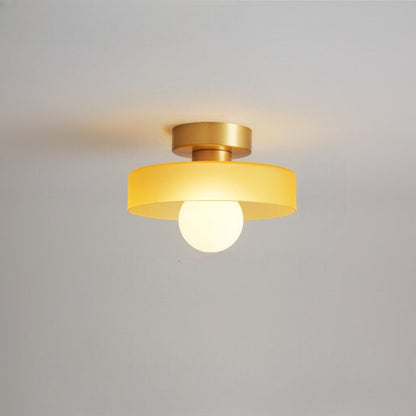 Bauhaus Plafondlamp Frans Design Glas en Messing E27