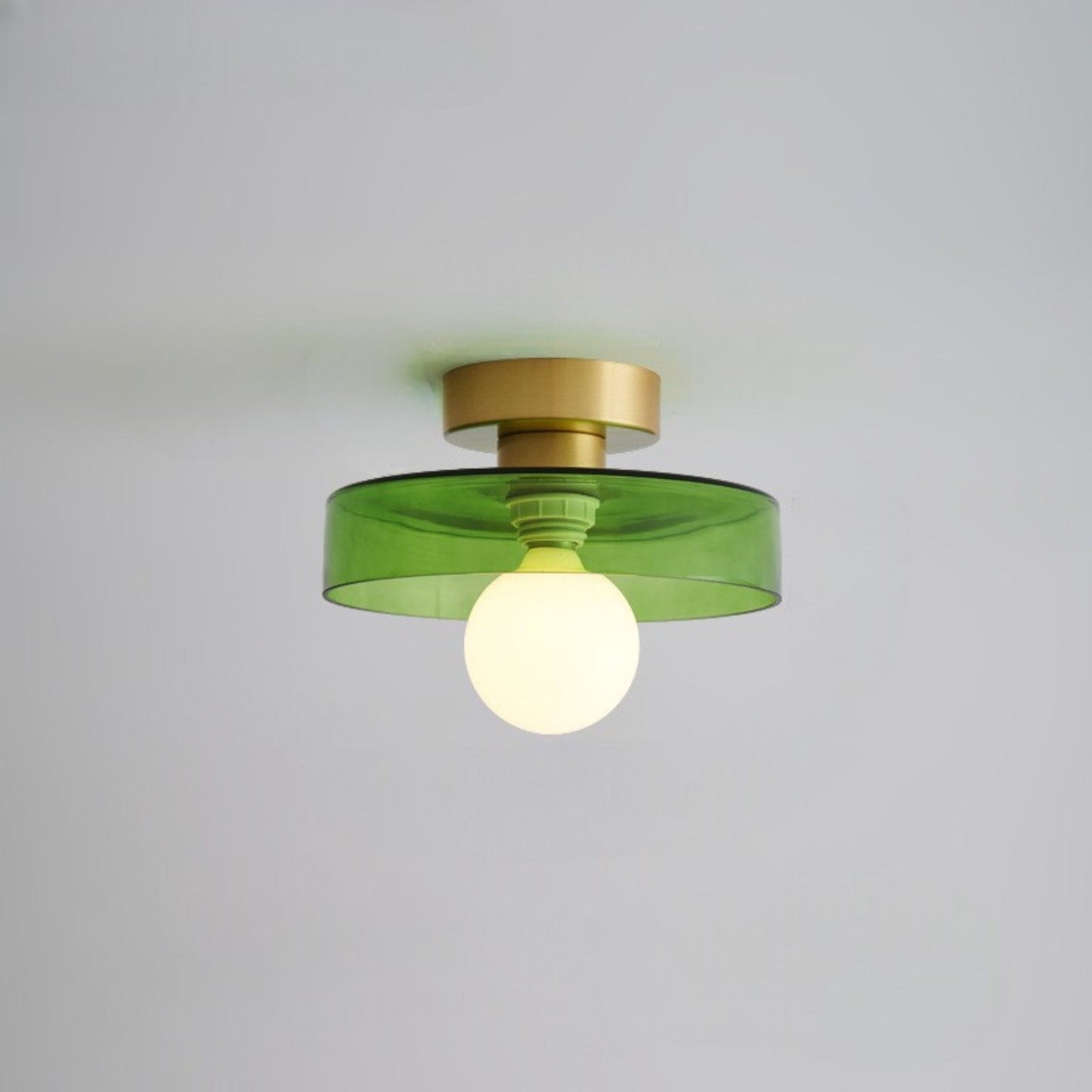 Bauhaus Plafondlamp Frans Design Glas en Messing E27