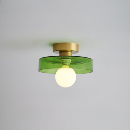 Bauhaus Plafondlamp Frans Design Glas en Messing E27