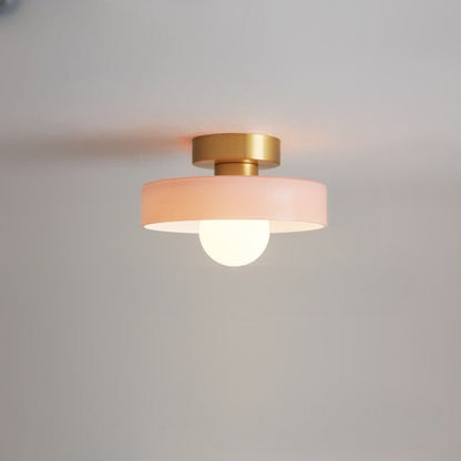 Bauhaus Plafondlamp Frans Design Glas en Messing E27