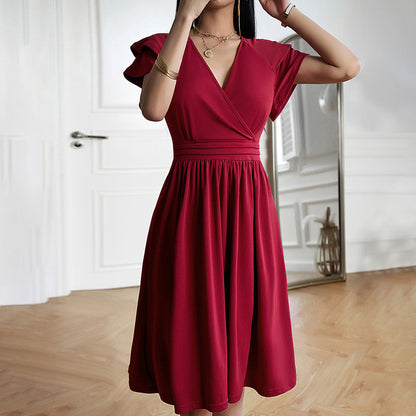Eleganza™ – Dames Midi-Jurk met V-Hals voor Elegante Gelegenheden-3