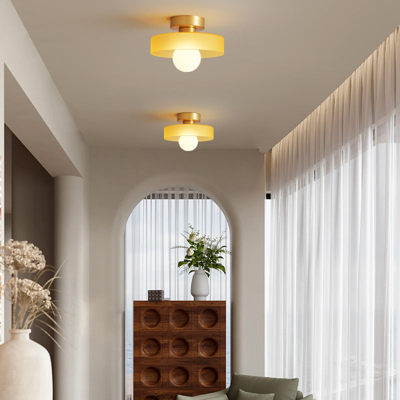 Bauhaus Plafondlamp Frans Design Glas en Messing E27