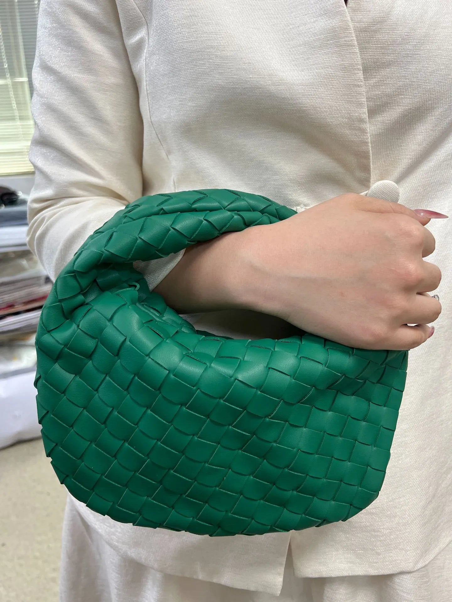 Dames Handtas Vlecht Design PU Leerlook Één Maat