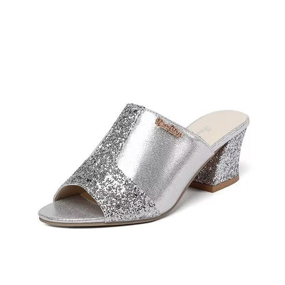 Hakken Sandalen Glitter Zomerse Stijlvolle Dameschoenen