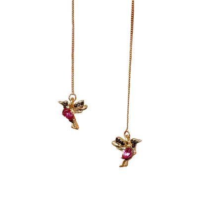 Kolibrie Oorbellen Strass Glitter Zilver - Velinix