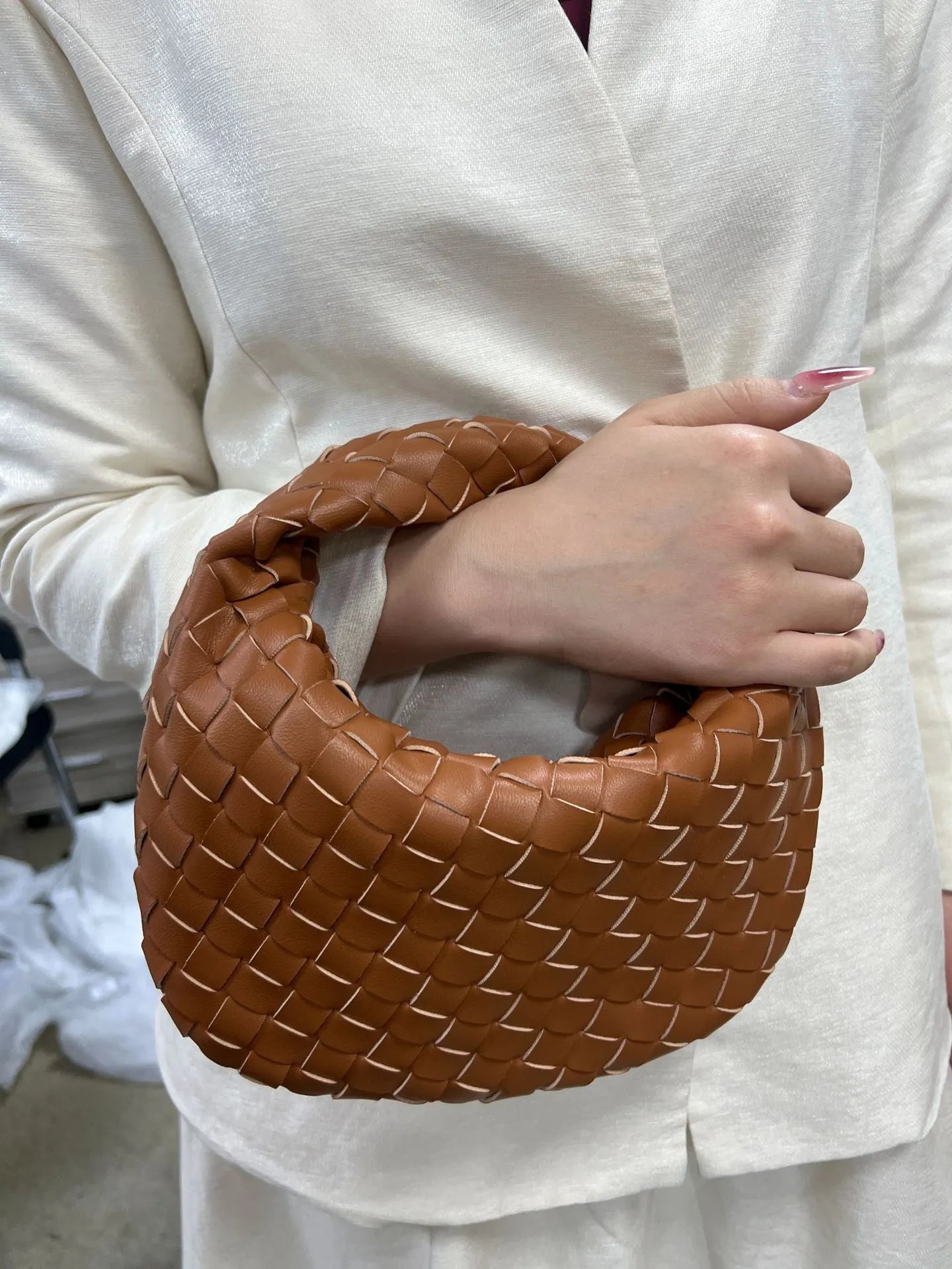 Dames Handtas Vlecht Design PU Leerlook Één Maat