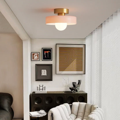 Bauhaus Plafondlamp Frans Design Glas en Messing E27