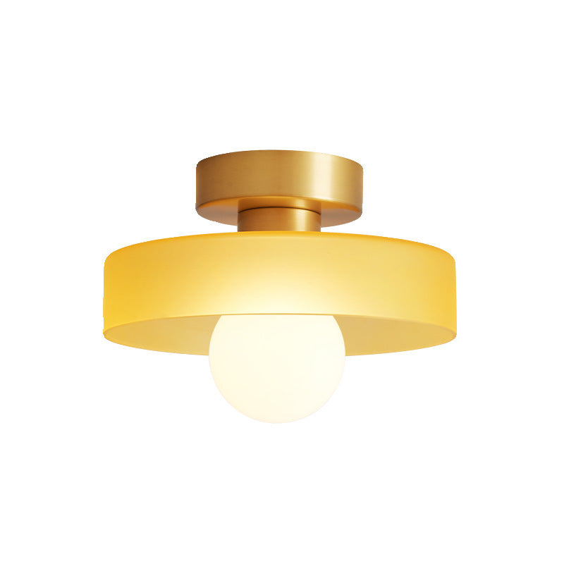 Bauhaus Plafondlamp Frans Design Glas en Messing E27