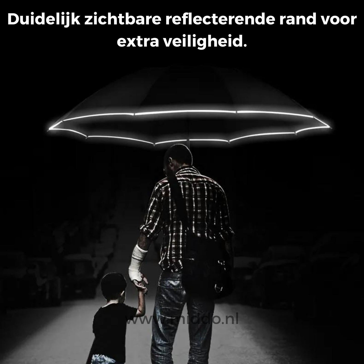 Automatische Paraplu Winddicht met Reflecterende Rand Elegant Design