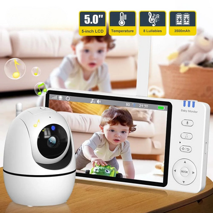 Babyfoon met Camera en 5 Inch HD Scherm Nachtzicht - Velinix