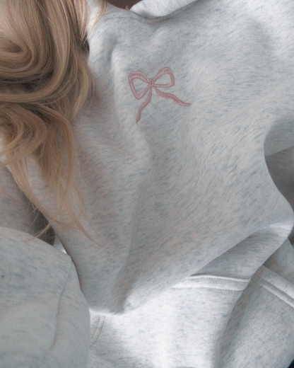 Dames Hoodie Katoen Roze Strikje Casual