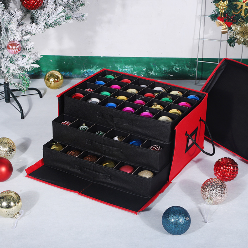 Kerstballen Opbergbox Stoffen Organizer Stapelbaar - Velinix