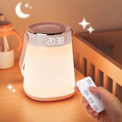 Oplaadbaar LED-nachtlampje met afstandsbediening voor baby's - Geeft tijd en temperatuur weer 0