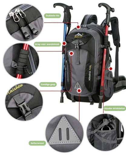 Waterdichte Outdoor Rugzak 40L met Comfortabele Schouderbanden
