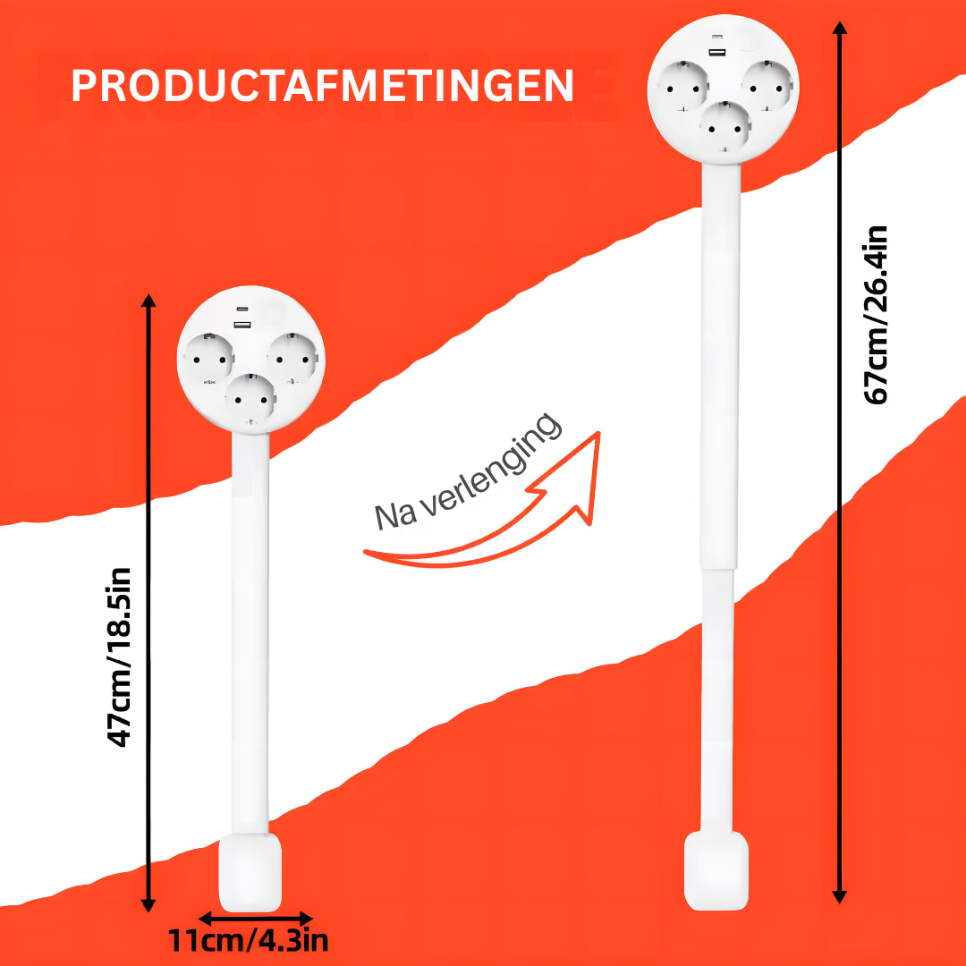 Flexibele Wandstekkerarm met USB en 360 Gradatie Rotatie