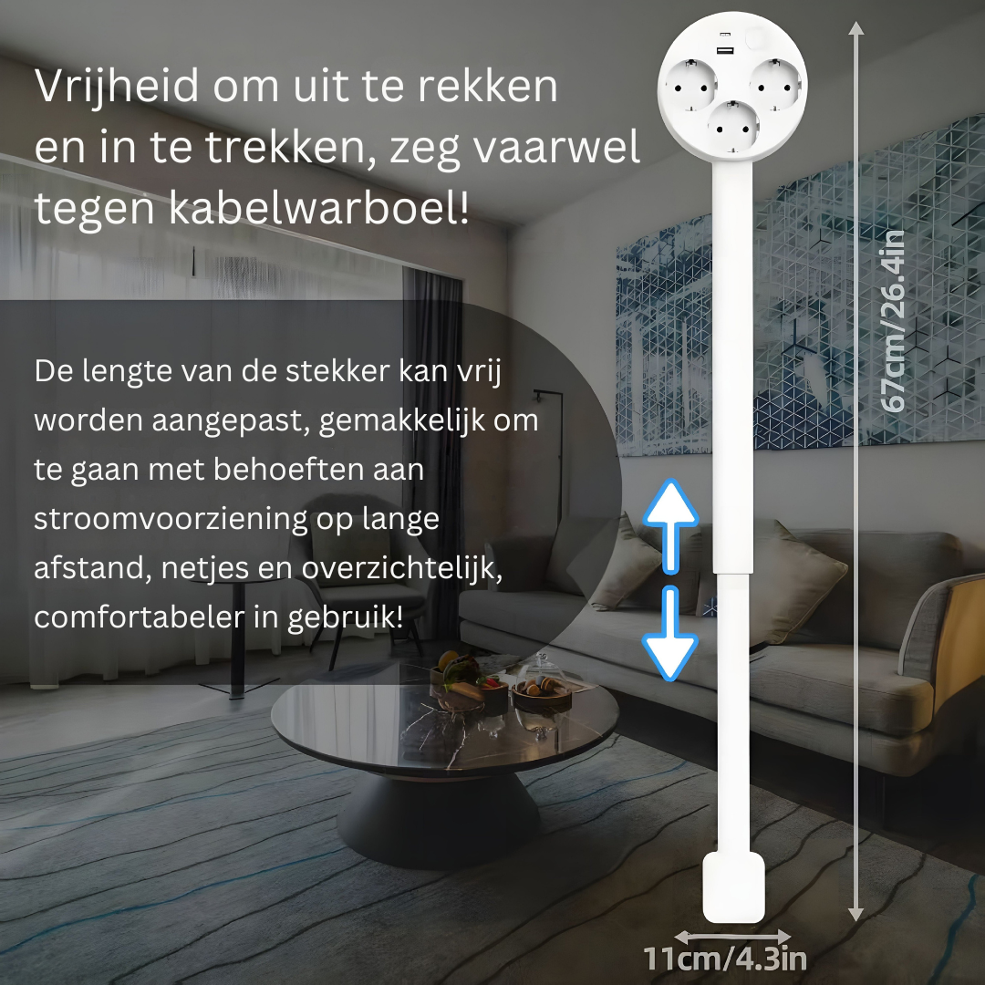 Flexibele Wandstekkerarm met USB en 360 Gradatie Rotatie