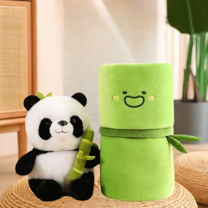 Panda Knuffel Plushie met Bamboe voor Kinderen