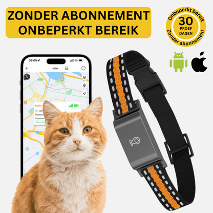 PawSecure™ – GPS Halsband Kat Zonder Abonnement, Nauwkeurige & Onbeperkte Tracking