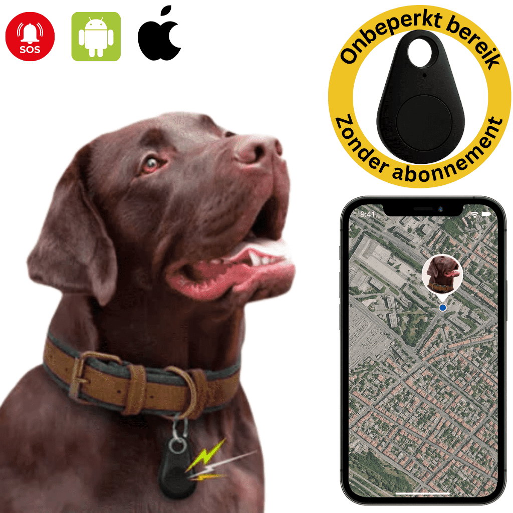 PawTrack™ – GPS Tracker Hond Zonder Abonnement met Live Locatie & Zonealarm