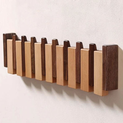 Houten Wandkapstok Pianostijl Handgemaakt Natuurlijk Hout