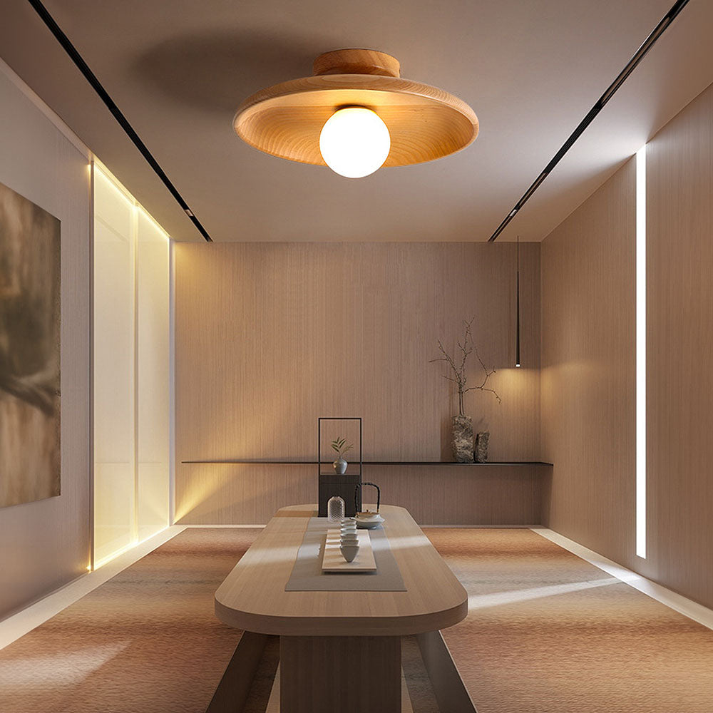 Ronde Houten Plafondlamp Modern voor Woonkamer