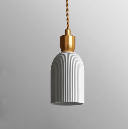 Keramische Hanglamp Plissé Design Met Messingdetails