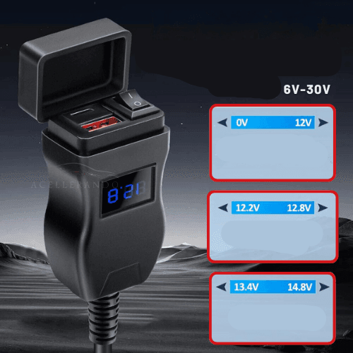 Dual USB Oplader Motorfiets Waterdicht voor Zadel of Stuur