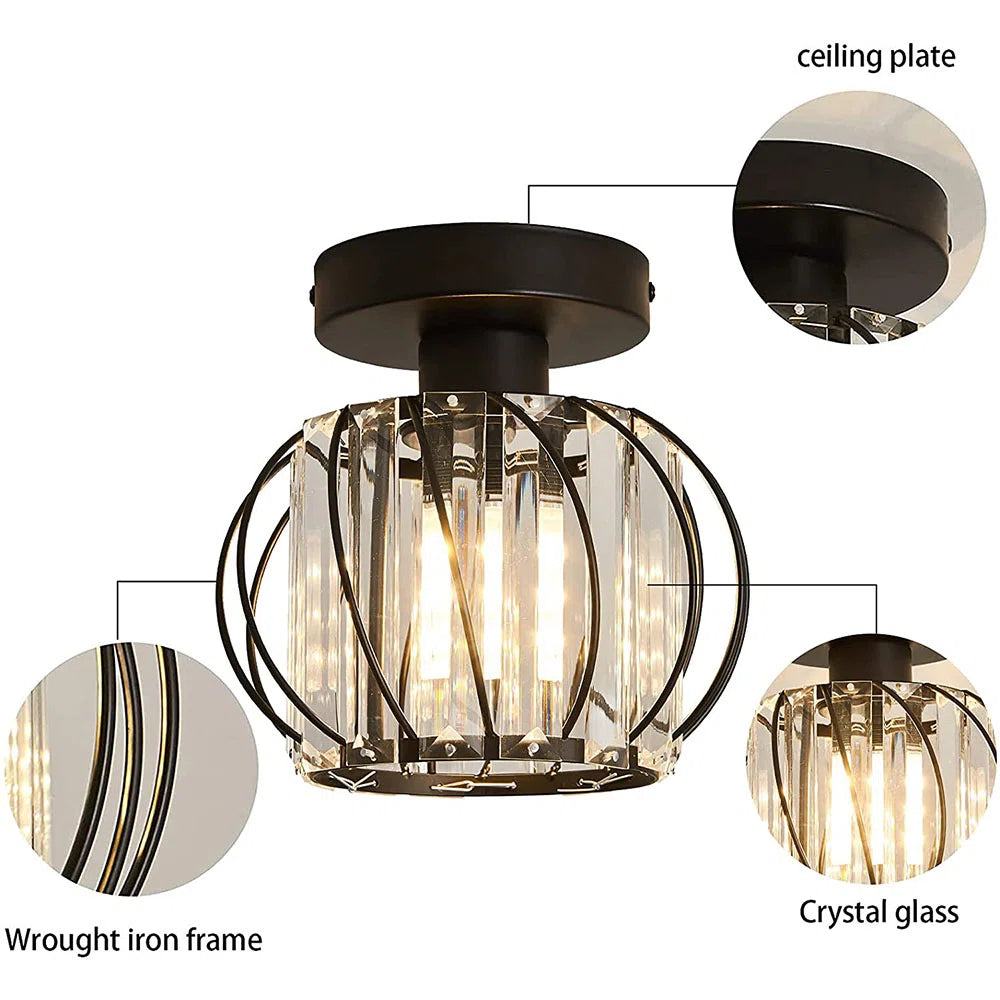 Scandinavische Plafondlamp Glas en Zwart Metaal Design