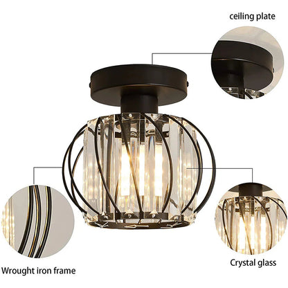 Scandinavische Plafondlamp Glas en Zwart Metaal Design