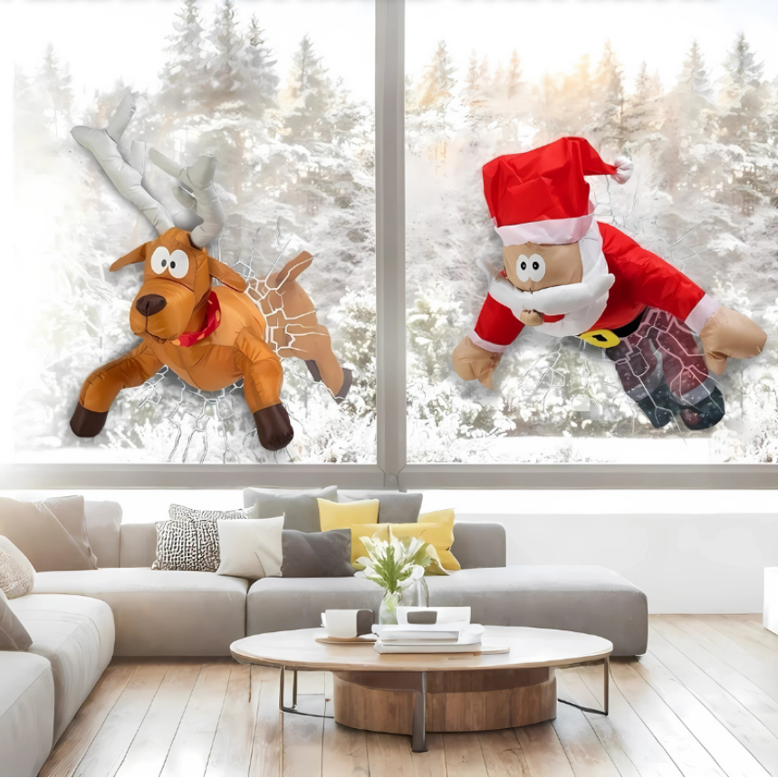 Kerst Decoratie Vensterstickers Santa Rendier Feestelijk - Velinix
