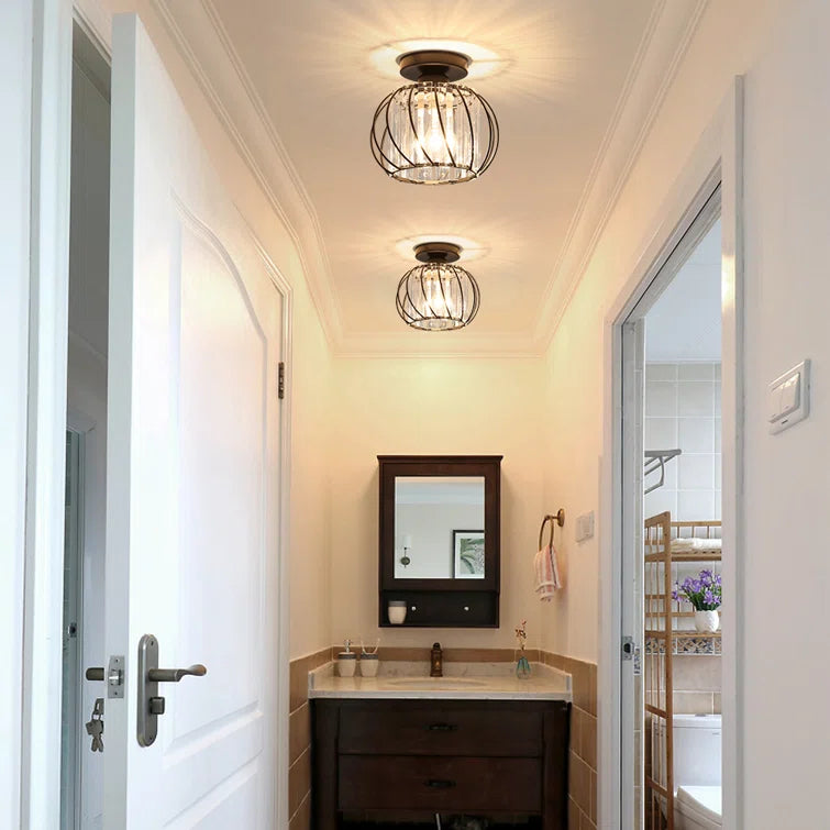 Scandinavische Plafondlamp Glas en Zwart Metaal Design