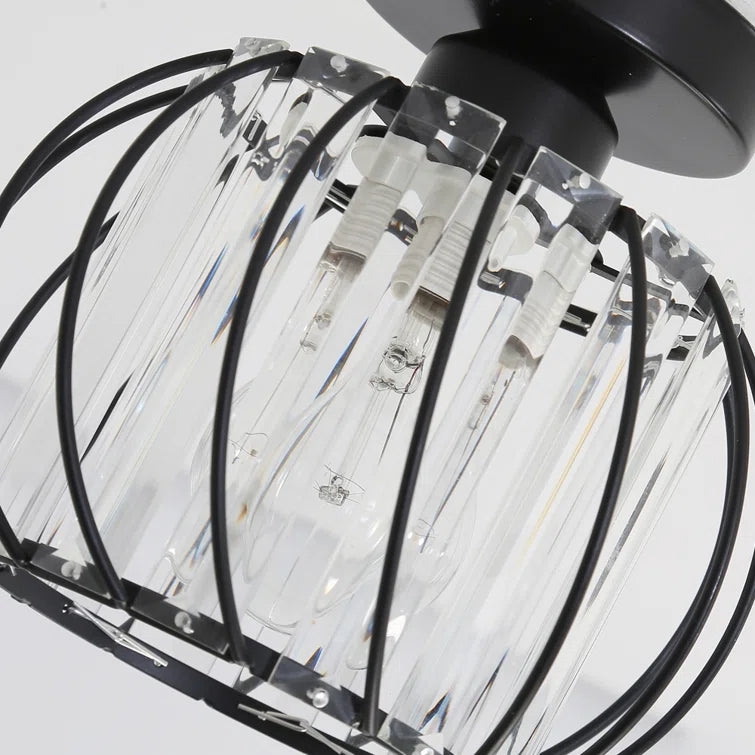 Scandinavische Plafondlamp Glas en Zwart Metaal Design