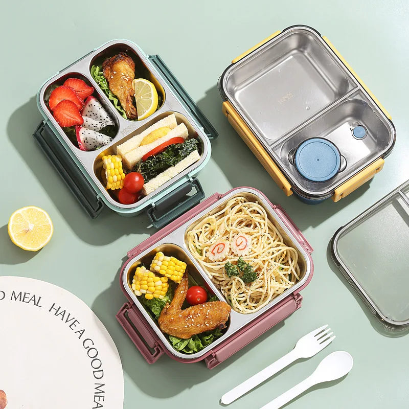 Lunchbox RVS Lekvrij Met Bestek Voor Op Weg