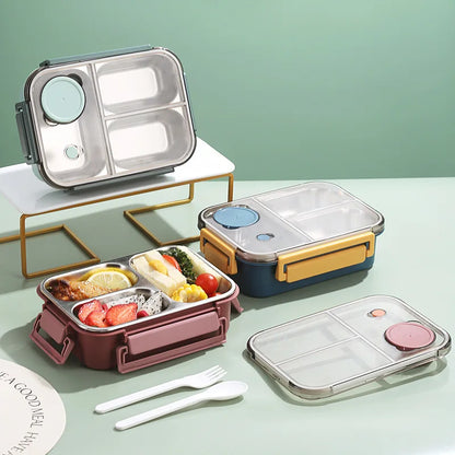 Lunchbox RVS Lekvrij Met Bestek Voor Op Weg