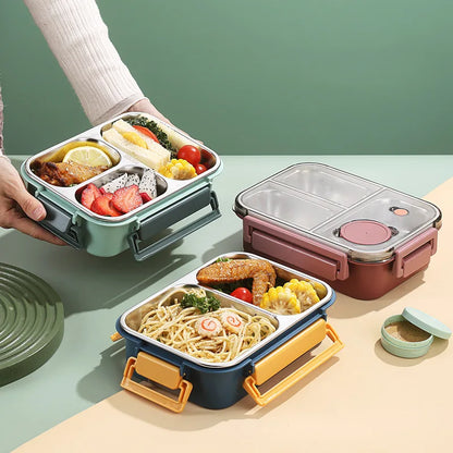 Lunchbox RVS Lekvrij Met Bestek Voor Op Weg