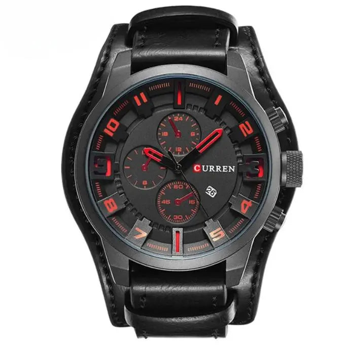 Herenchronograaf Quartz Horloge Leren Band met Stopwatch