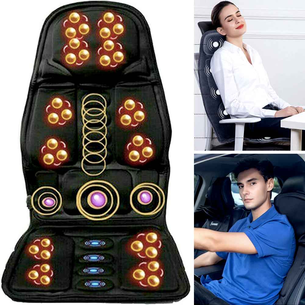 RelaxPro™ – Massageoverlay met Verwarmd Nekkussen voor Thuis & Auto 1