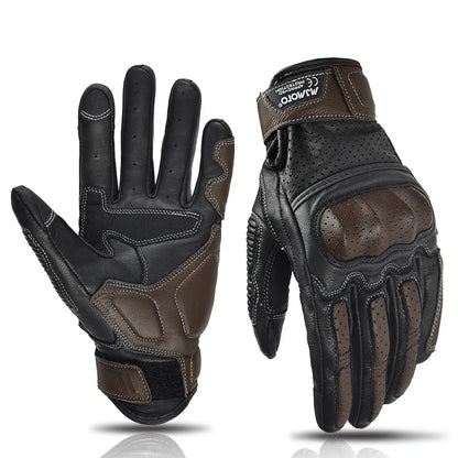 Motorhandschoenen Heren Leerlook Ademend Touchscreen Gripping - Velinix