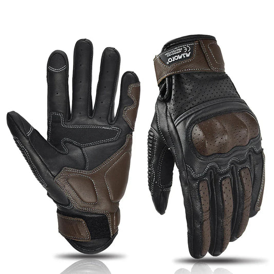 Motorhandschoenen Heren Leerlook Ademend Touchscreen Gripping - Velinix