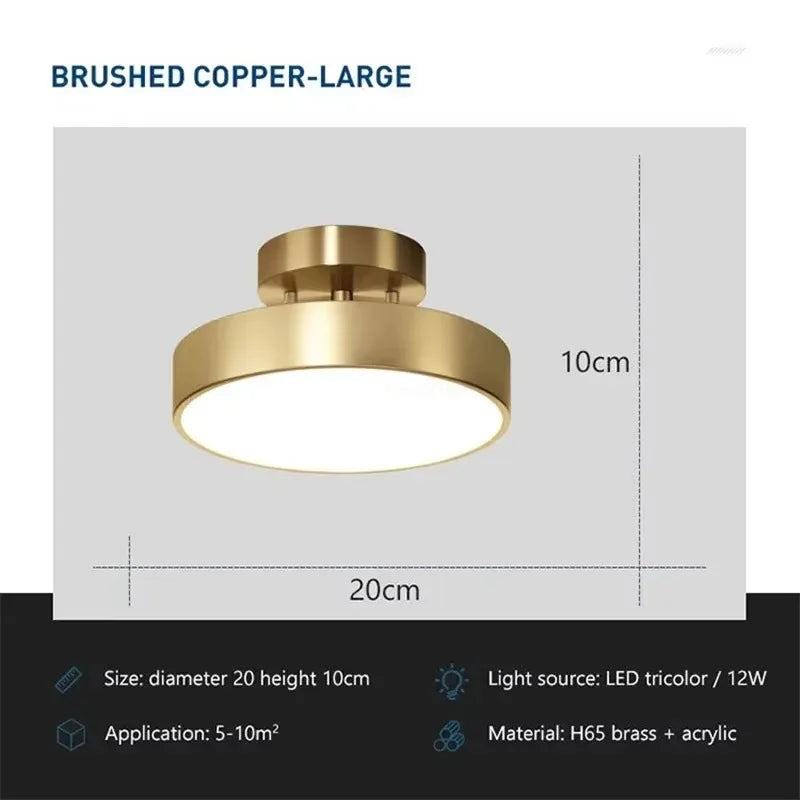 Koperen LED Plafondlamp Retro Stijl Energiezuinig
