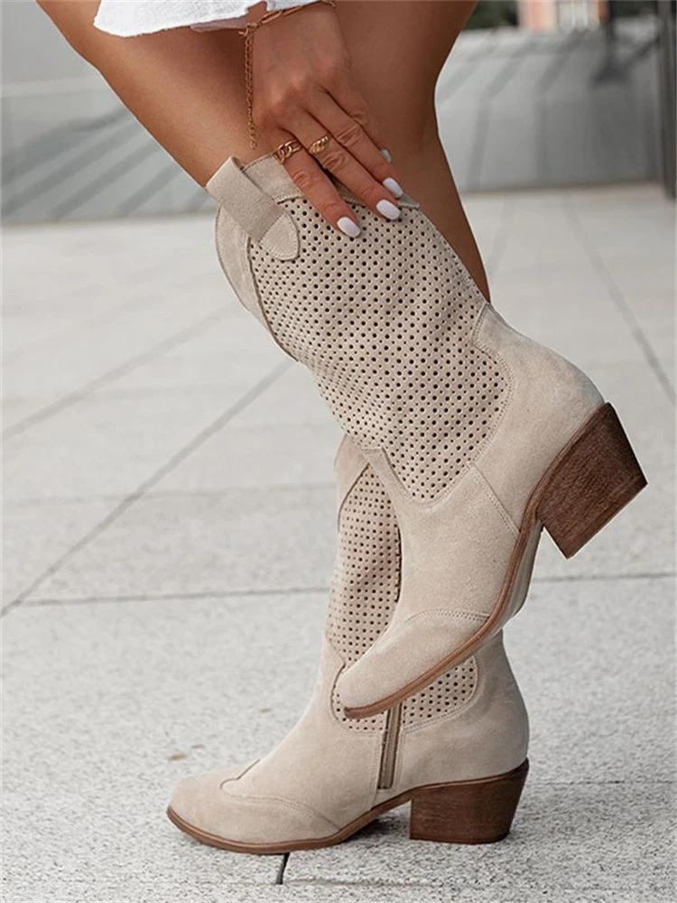 Dames Westernlaarzen Leer Comfort Middelhoog Model Alvara
