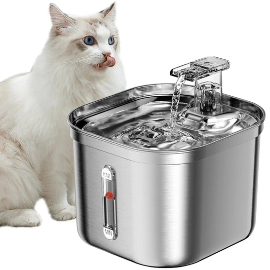 Roestvrijstalen, stille drinkfontein voor katten en kleine honden (2,2 liter) 0